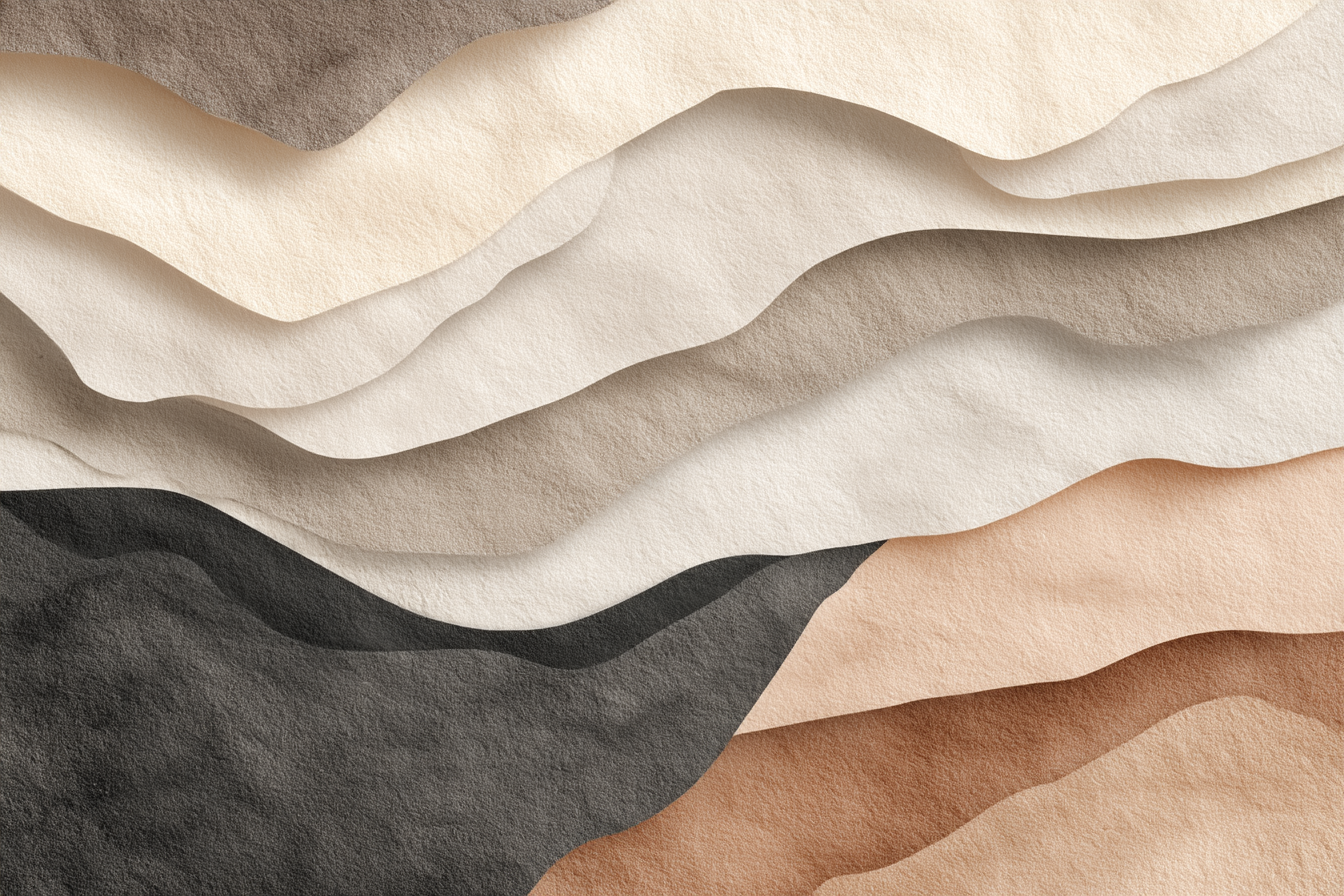 Layered Design Waves Hills Textured Paper Neutral Tones | Japandi | Einrichtungsstile