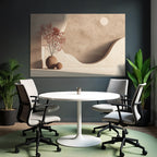 Minimalistische Innenarchitektur Mit Keramikvasen Und Dekbaum Roten Blaettern