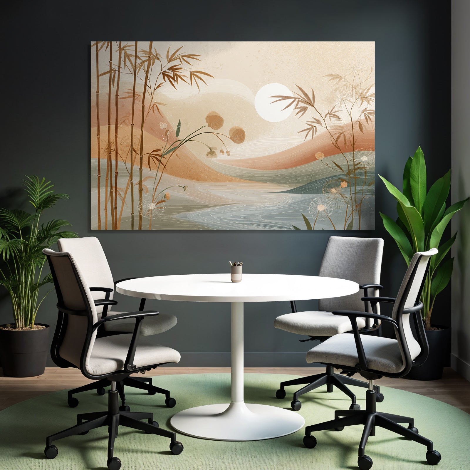 Natural Landscape Bamboo Flowers Hills Sun Pastel Colors Aspect Ratio