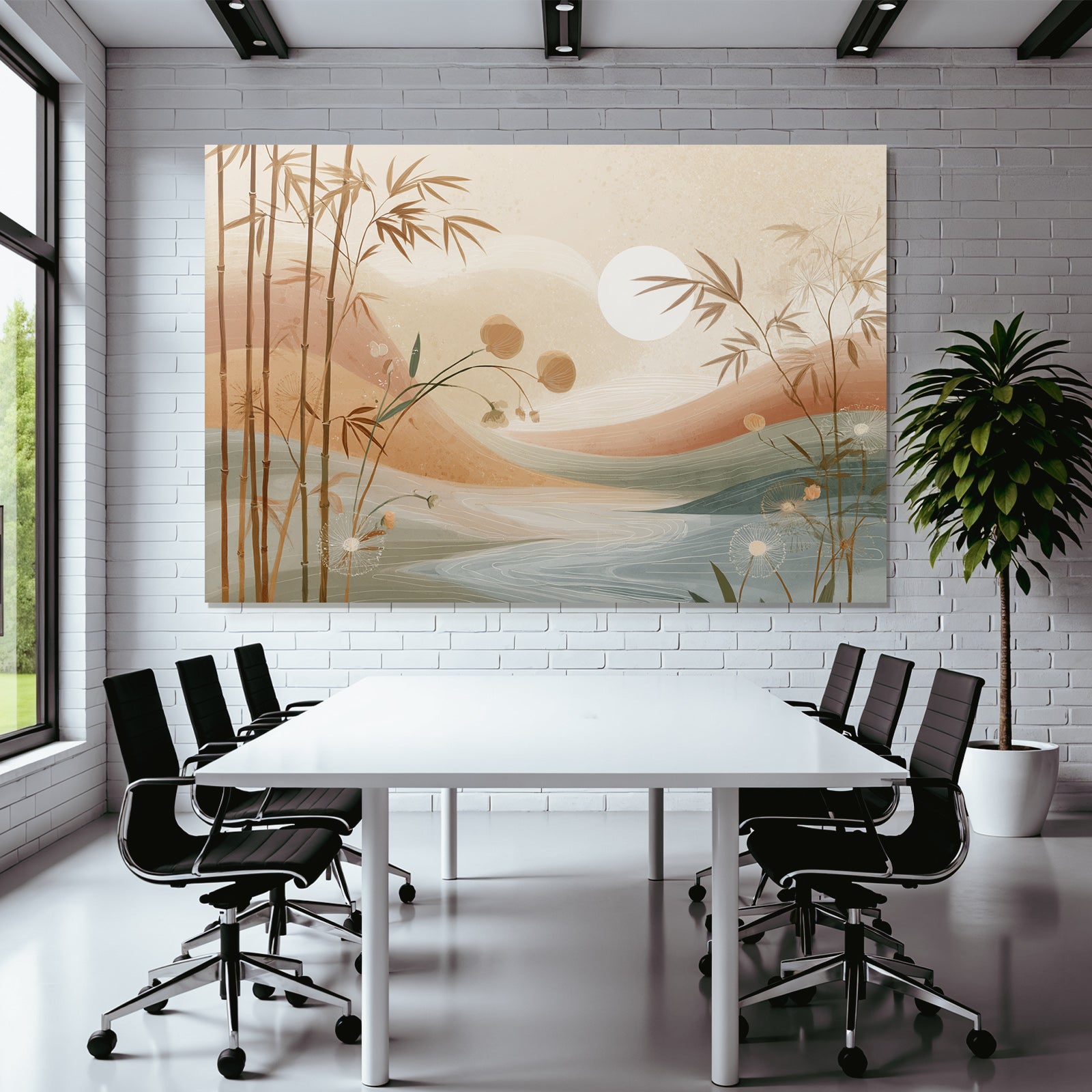 Natural Landscape Bamboo Flowers Hills Sun Pastel Colors Aspect Ratio