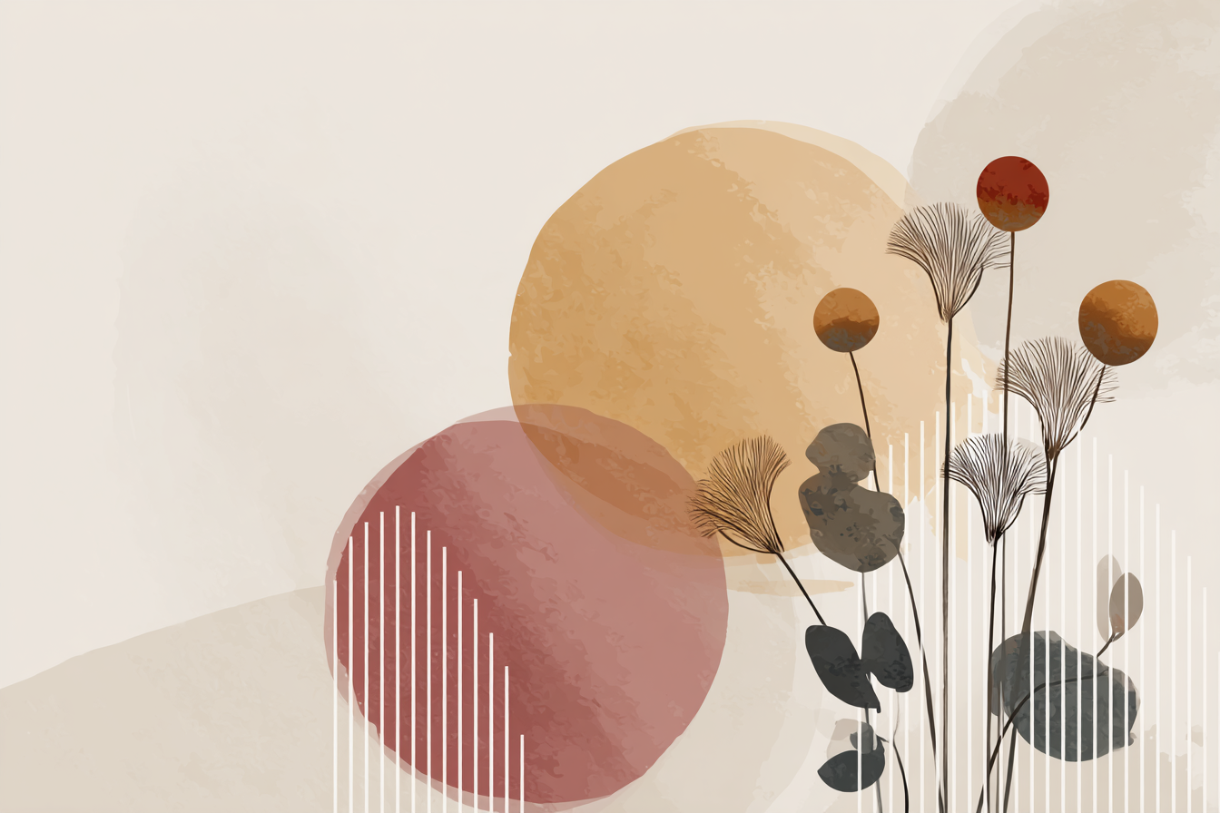 Organische Formen Abstrakte Illustration Sanfte Farben | Japandi | Einrichtungsstile