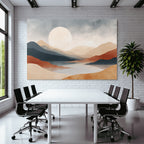 Ruhige Landschaft Bergen Fluss See Sonne Weich Gedaempfte Farben