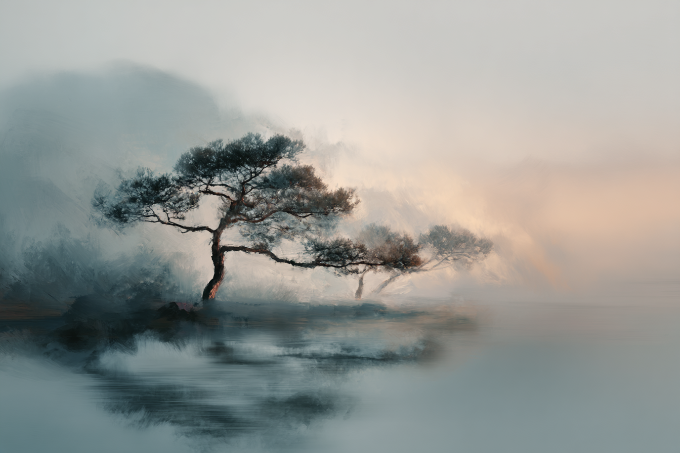 Ruhige Landschaft Mit Baeumen | Japandi | Einrichtungsstile