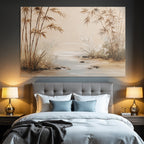 Serene Bamboo Flowers Artistic Landscape Aspect Ratio