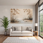 Serene Bamboo Flowers Artistic Landscape Aspect Ratio