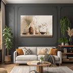 Still Life Vases Flowers Leaves Neutral Background Aspect Ratio
