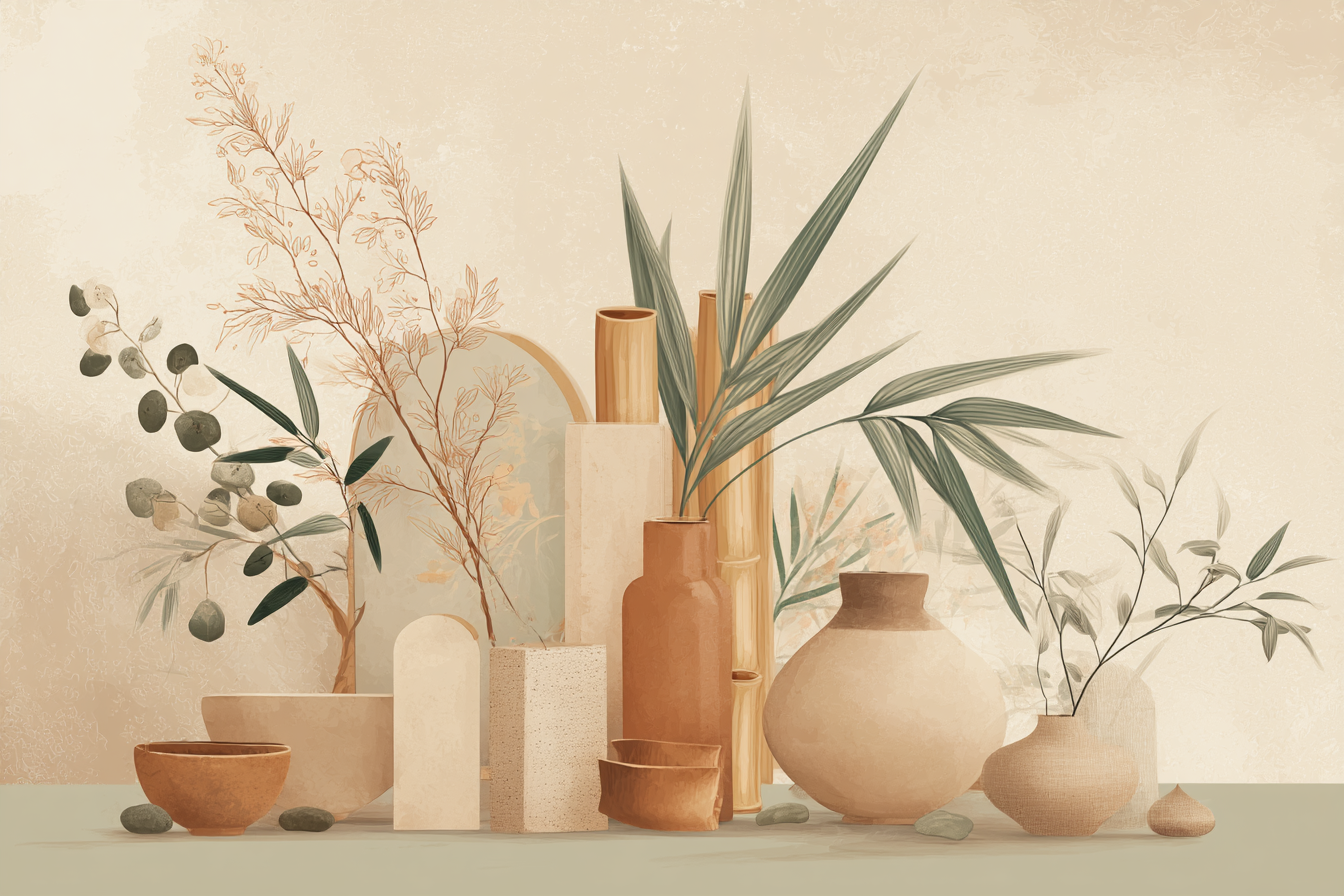 Still Life Vases Plant Minimalist Neutral Palette Aspect Ratio | Japandi | Einrichtungsstile