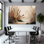 Stylisierte Illustration Einer Natuerlichen Landschaft Mit Pflanzen Und Sonnenlicht
