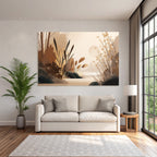 Stylisierte Illustration Einer Natuerlichen Landschaft Mit Pflanzen Und Sonnenlicht