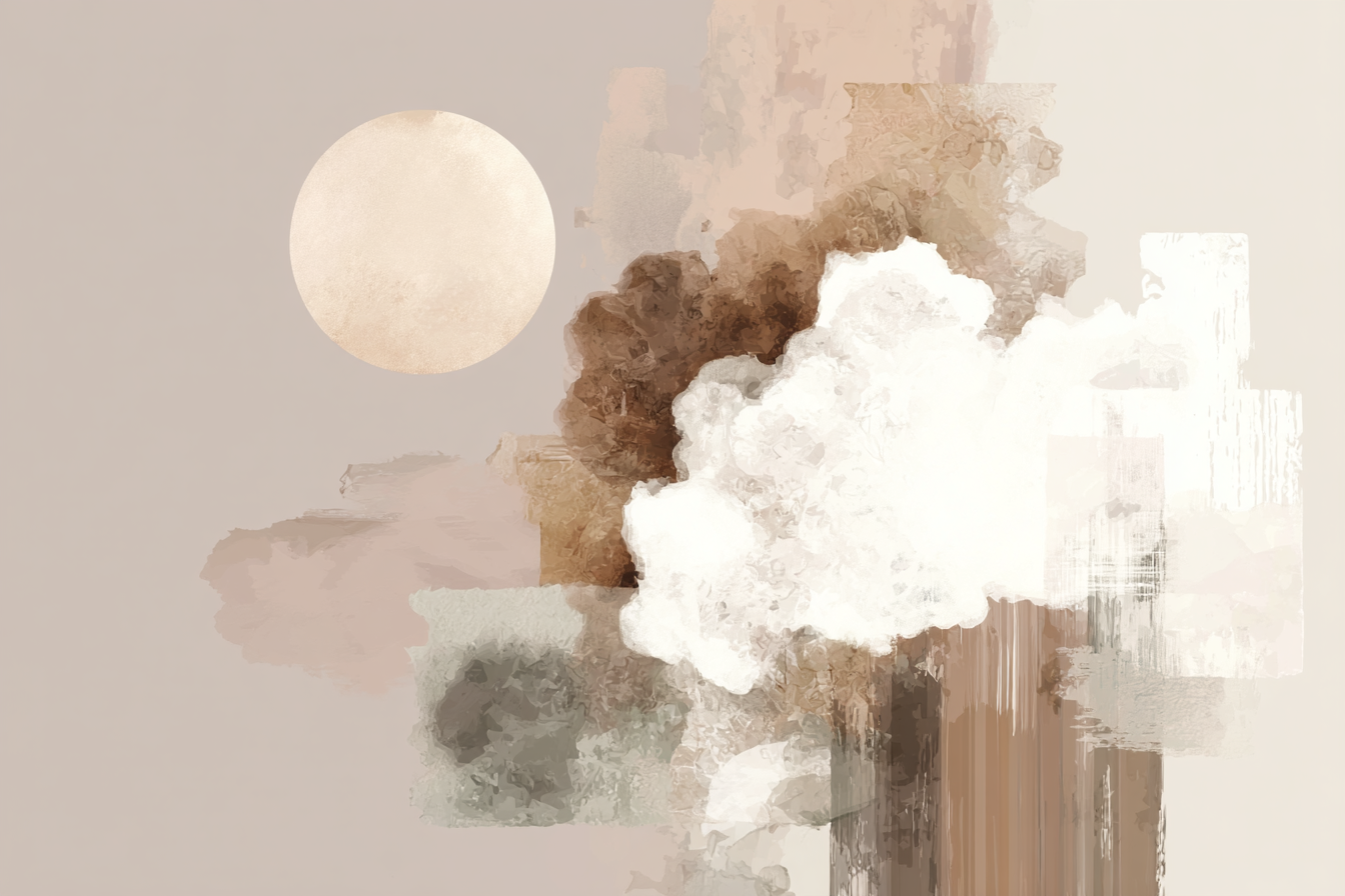 Sun And Clouds Abstract Representation Muted Colors | Japandi | Einrichtungsstile