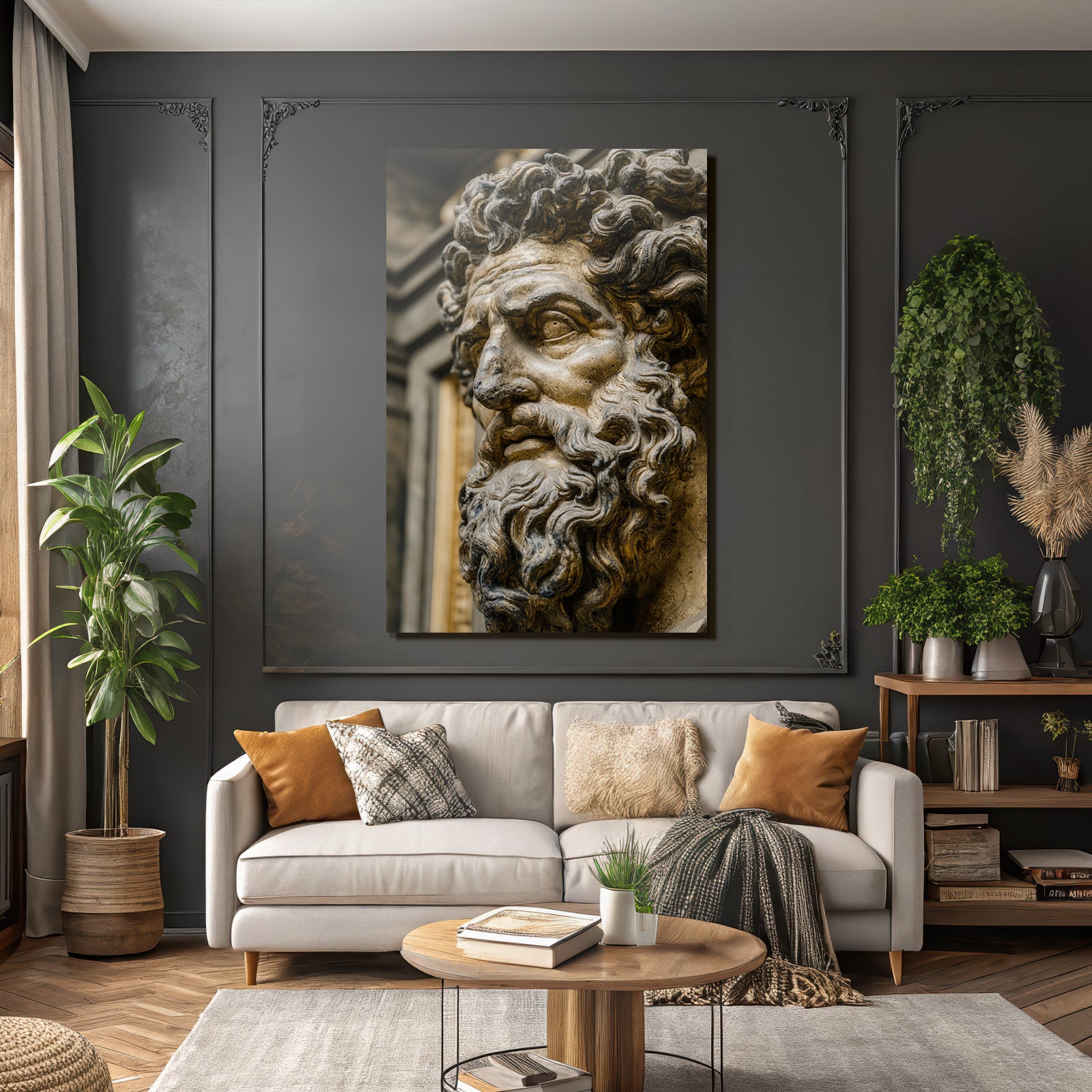 Behaarte Maennliche Skulptur Mit Lockigem Haar