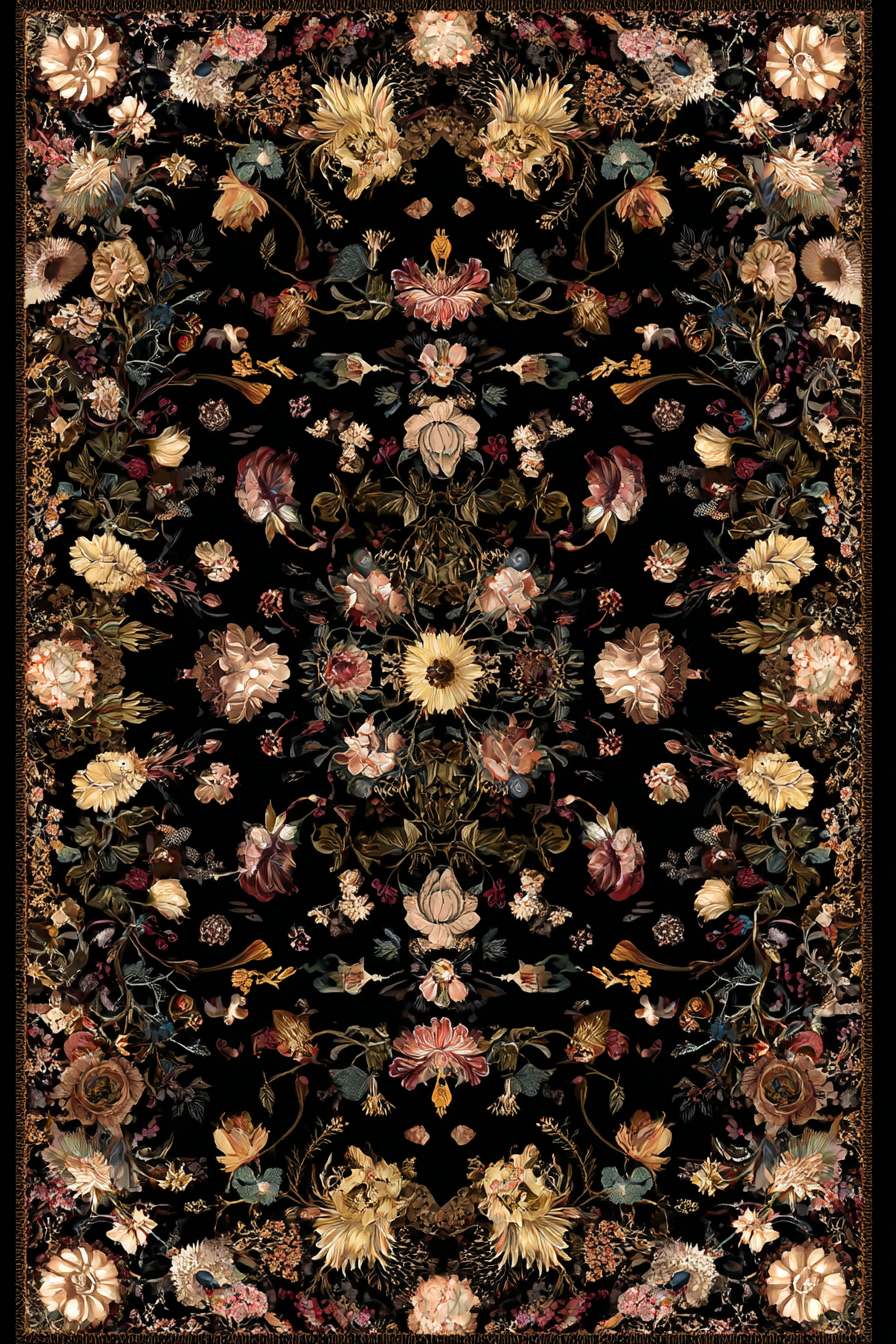 Dekoratives Blumenmuster Mit Schwarzem Hintergrund | Klassisch | Einrichtungsstile