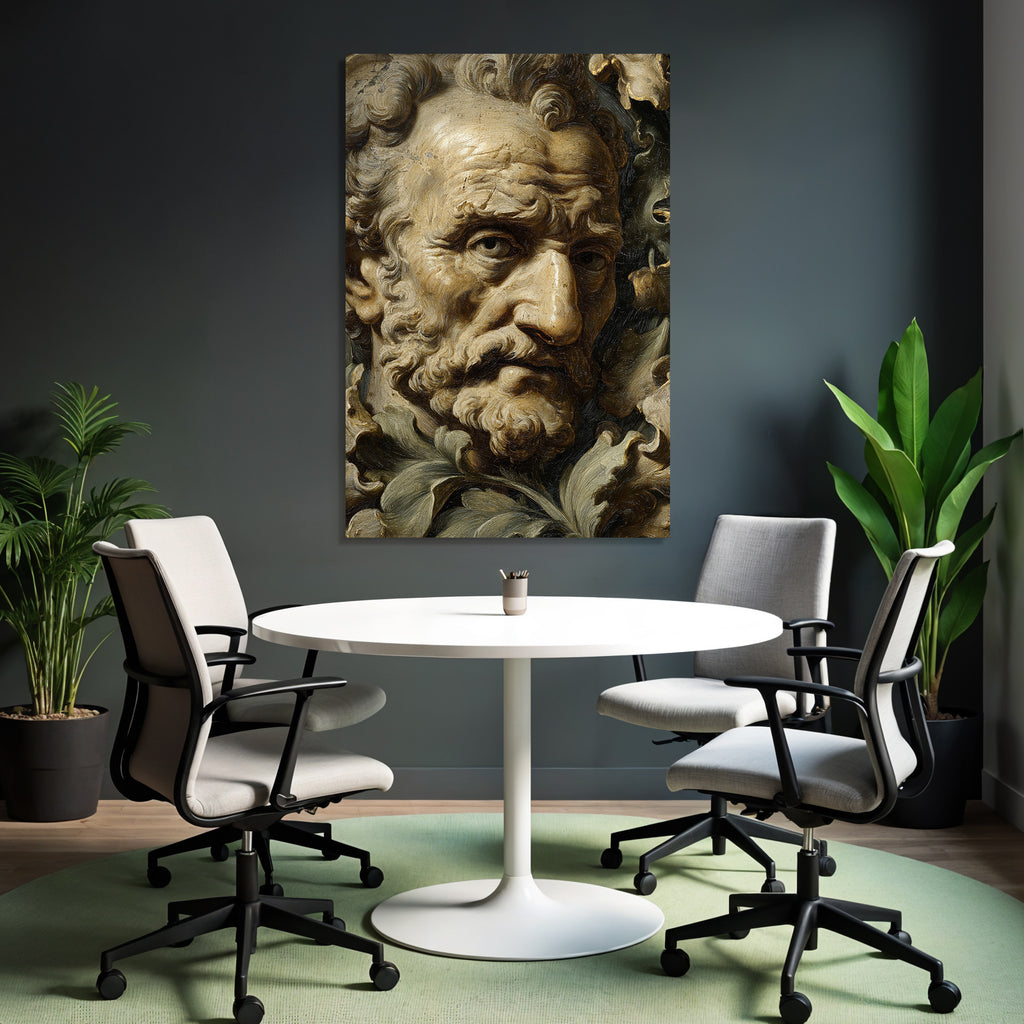 Detaillierte Skulptur Gesicht Aus Ornamentalem Stil