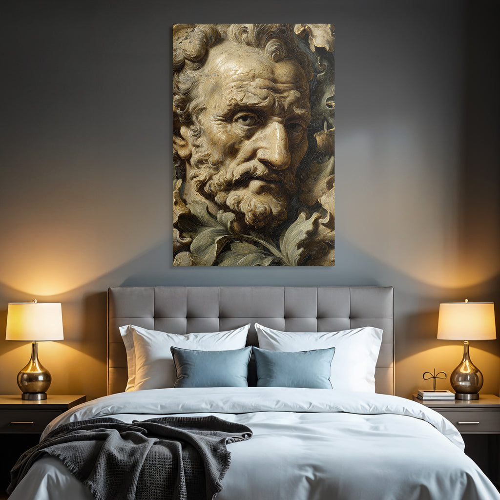 Detaillierte Skulptur Gesicht Aus Ornamentalem Stil