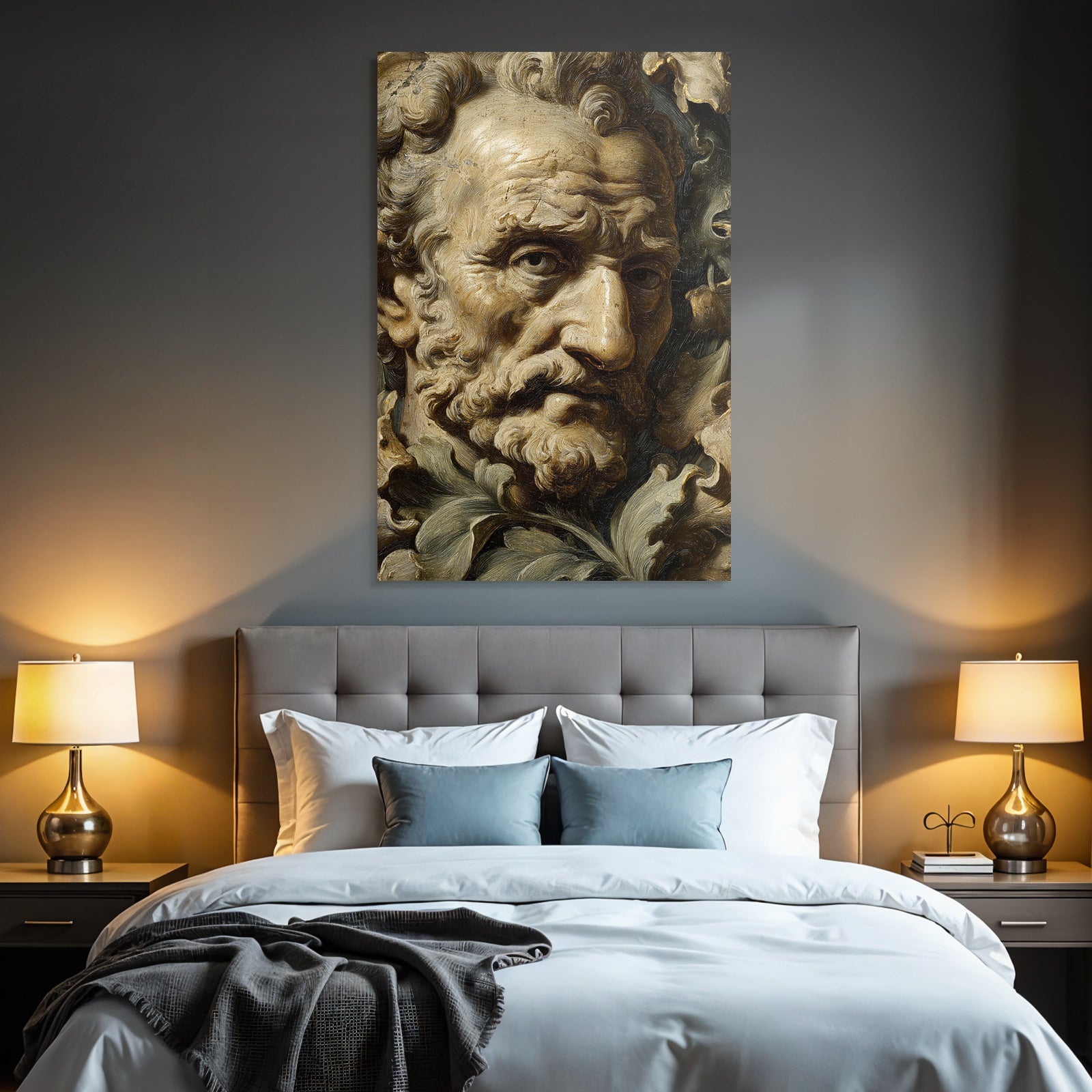 Detaillierte Skulptur Gesicht Aus Ornamentalem Stil