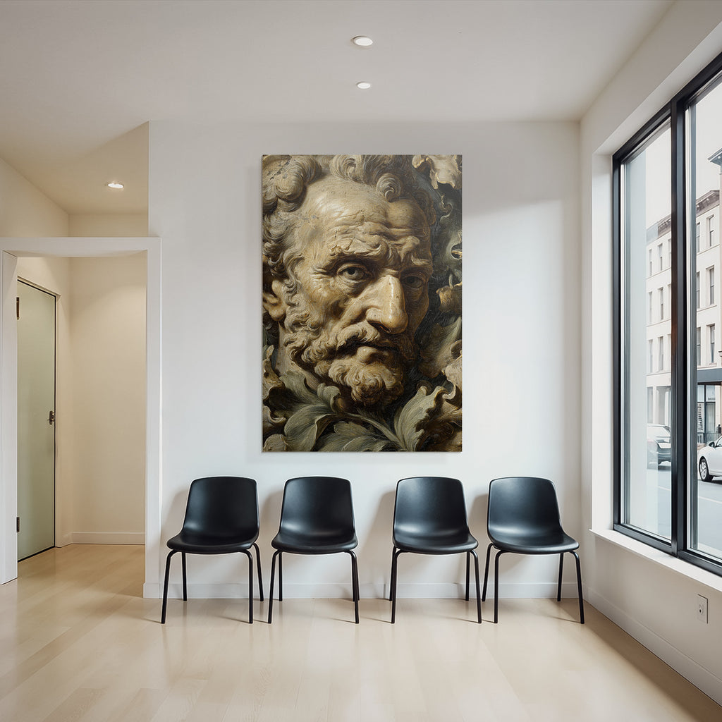 Detaillierte Skulptur Gesicht Aus Ornamentalem Stil