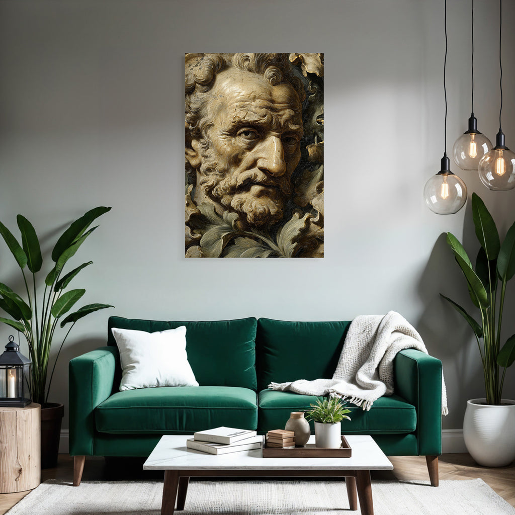 Detaillierte Skulptur Gesicht Aus Ornamentalem Stil