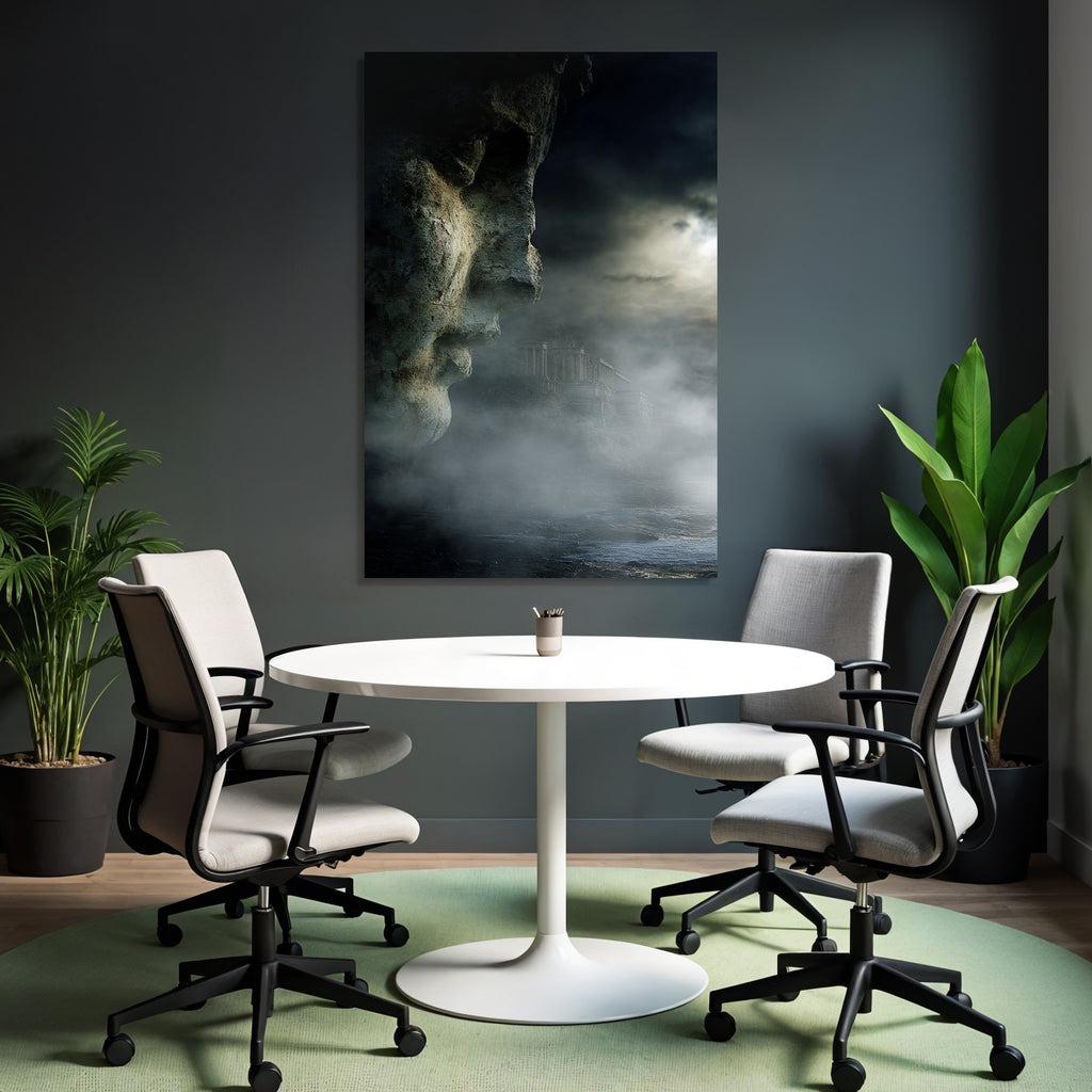 Dramatische Landlandschaft Mit Stein Face Und Antiker Architektur