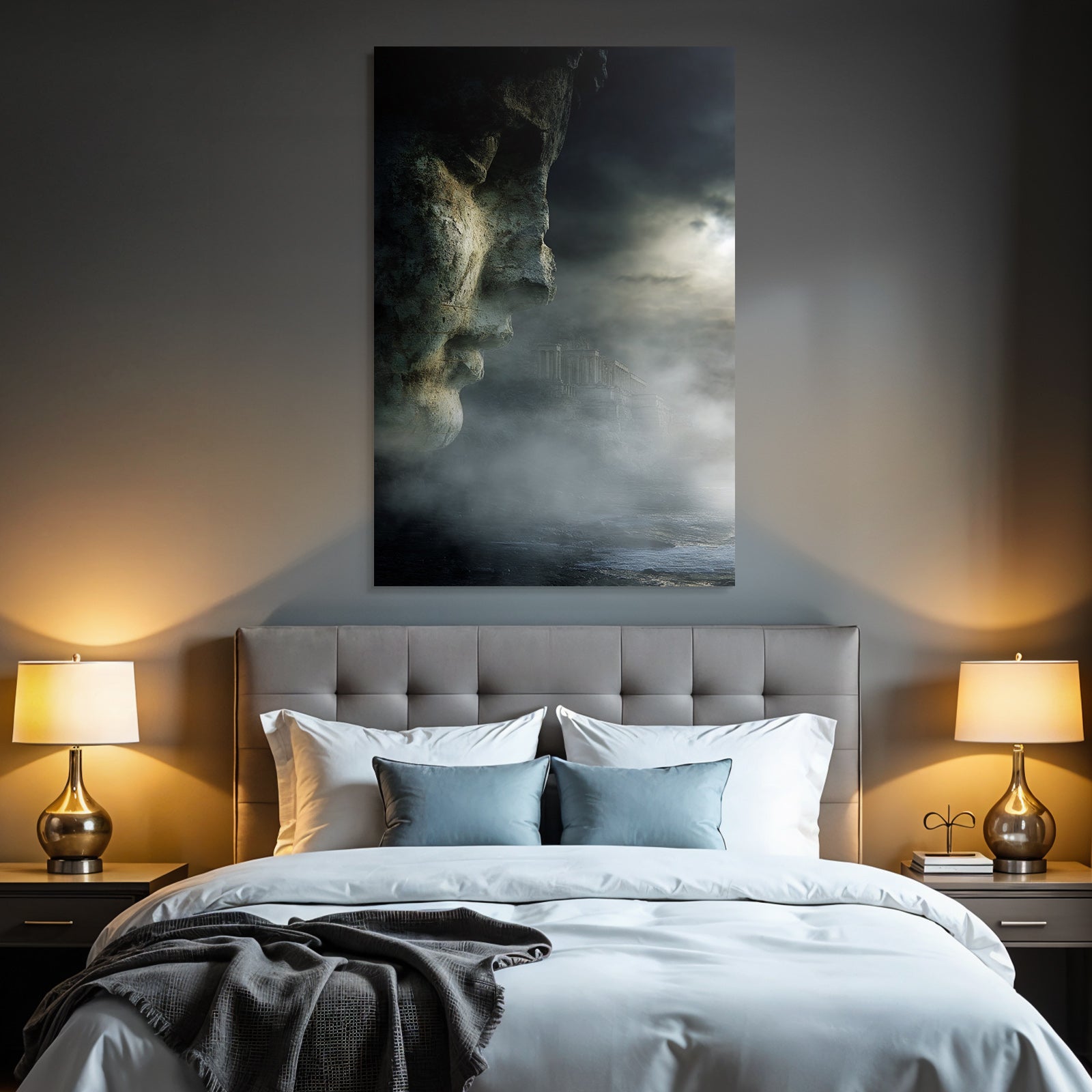 Dramatische Landlandschaft Mit Stein Face Und Antiker Architektur
