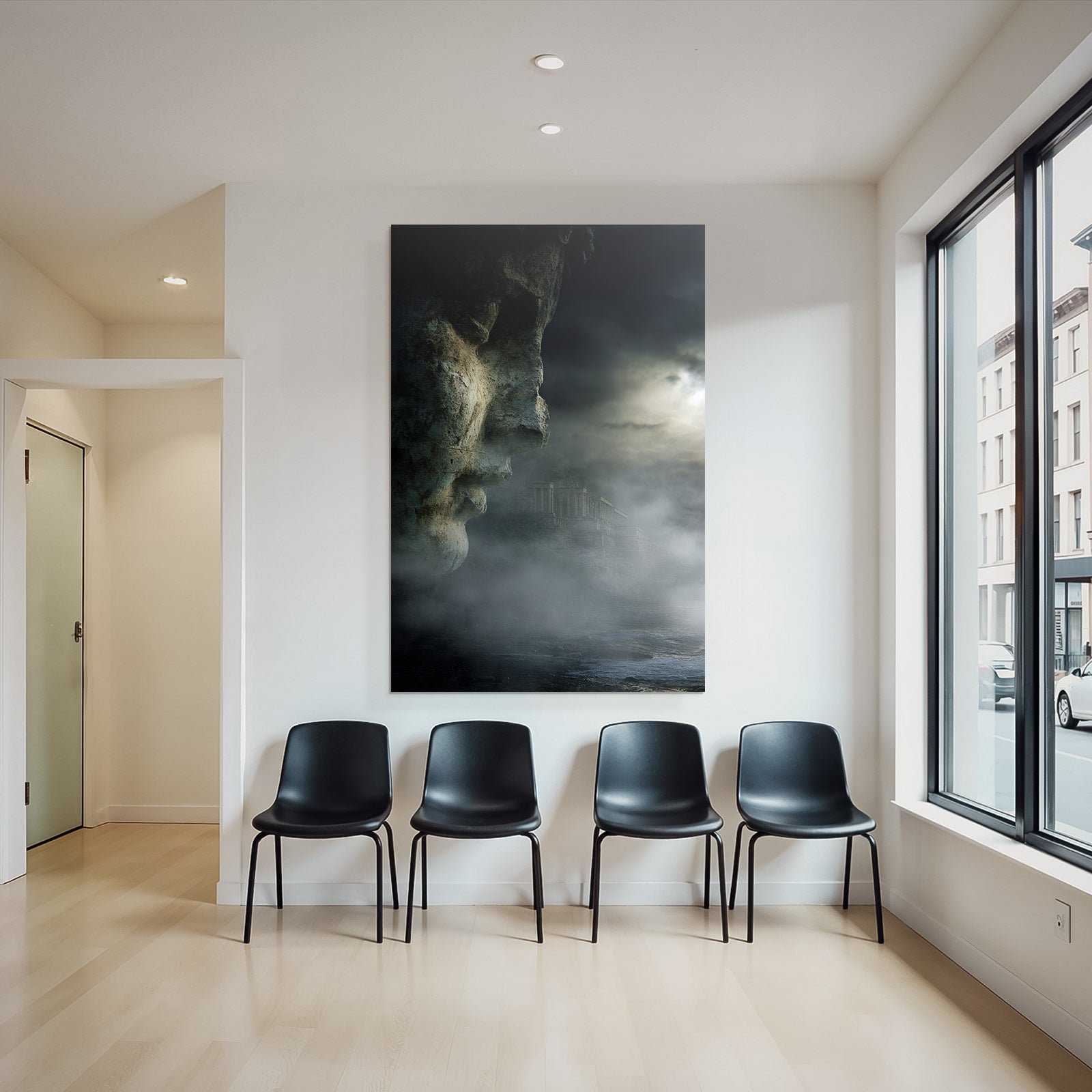Dramatische Landlandschaft Mit Stein Face Und Antiker Architektur