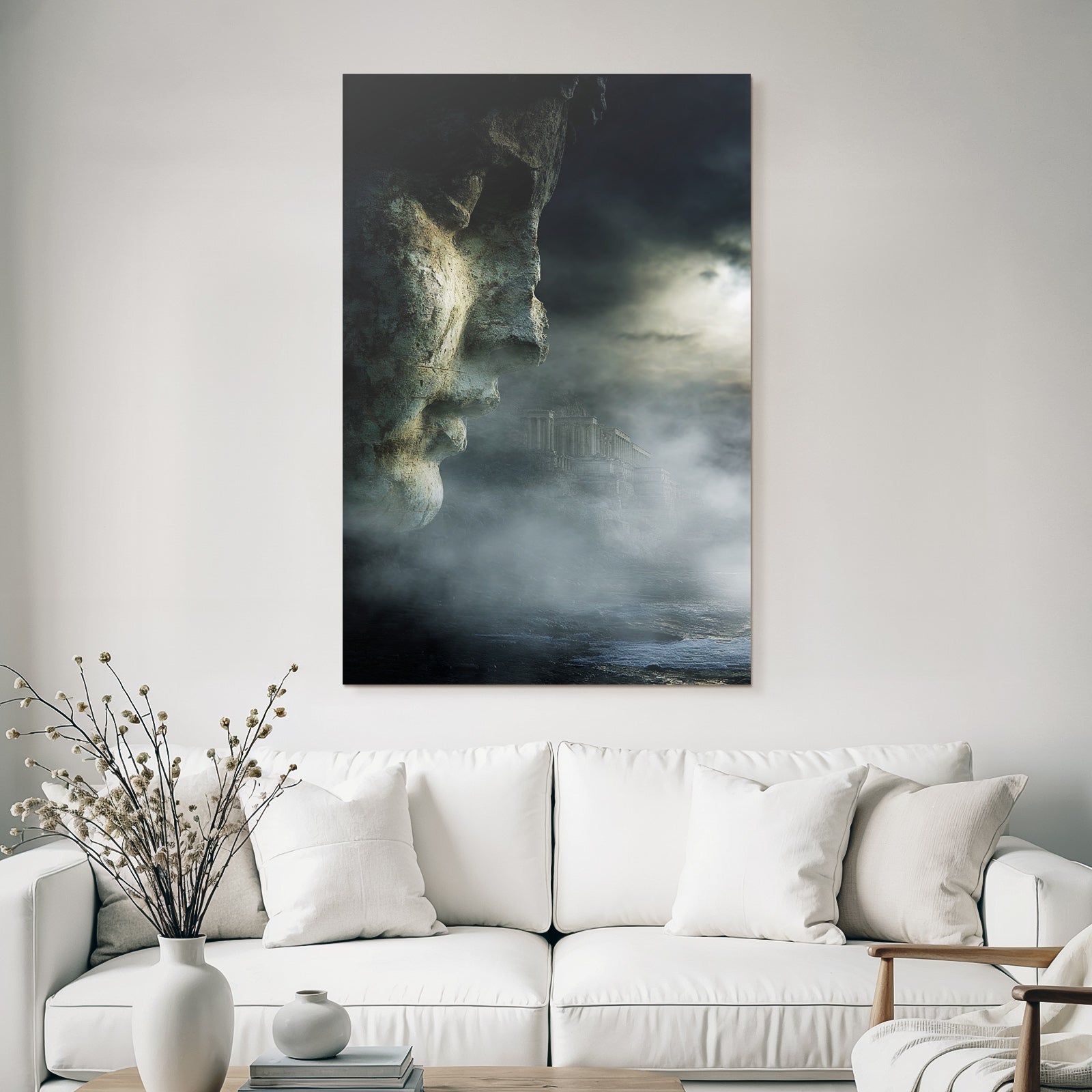 Dramatische Landlandschaft Mit Stein Face Und Antiker Architektur