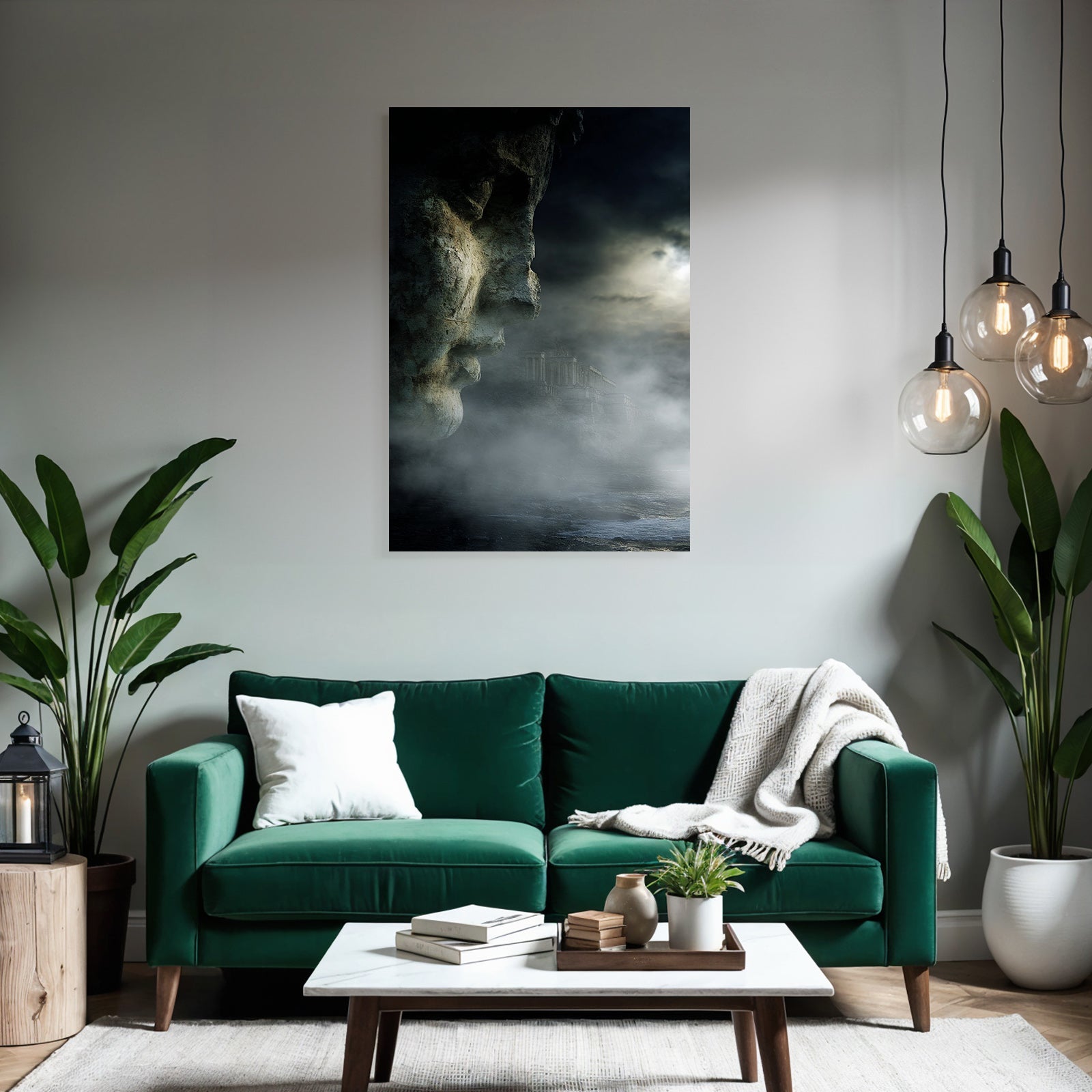 Dramatische Landlandschaft Mit Stein Face Und Antiker Architektur