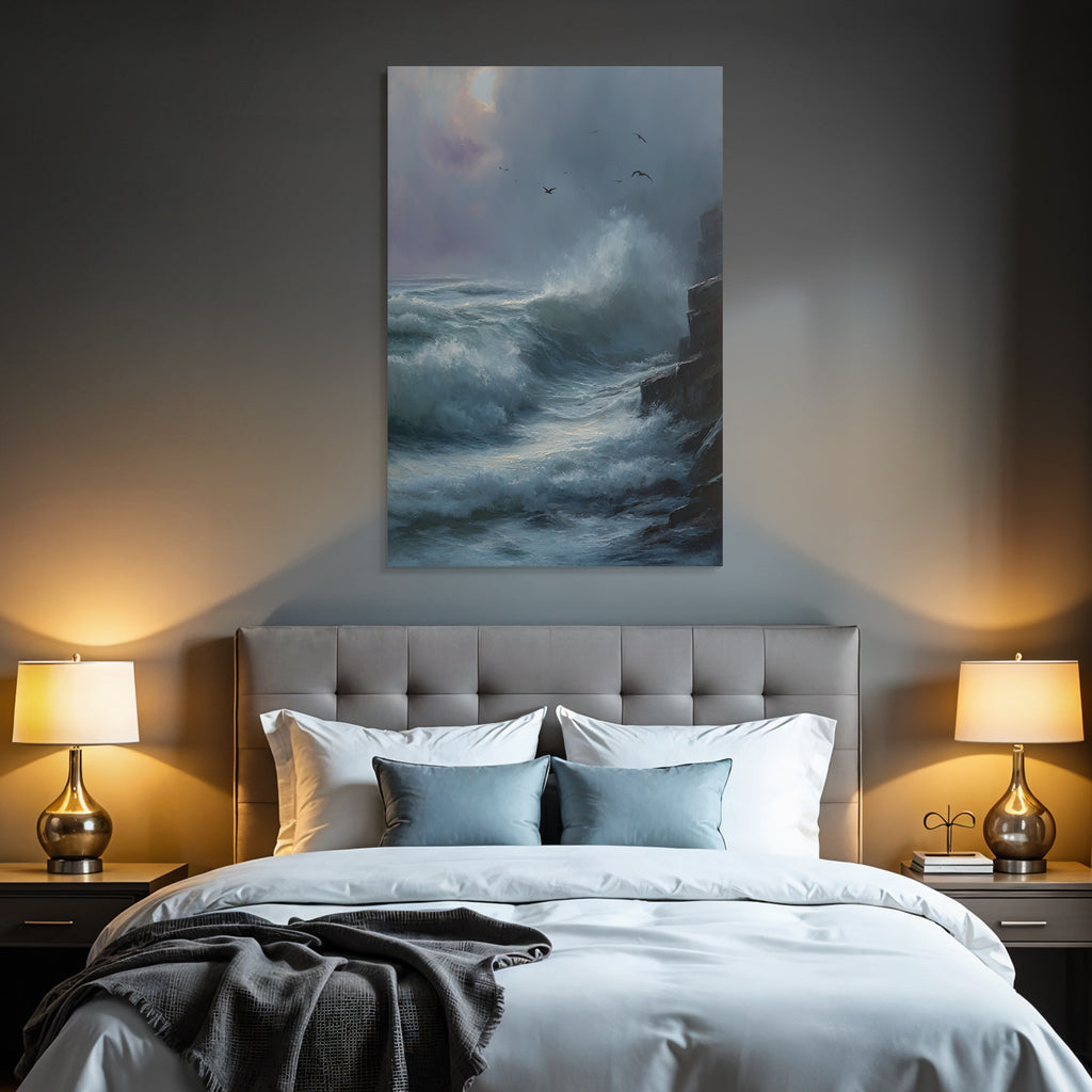 Dramatische Meerlandschaft Mit Wellen Und Felsen