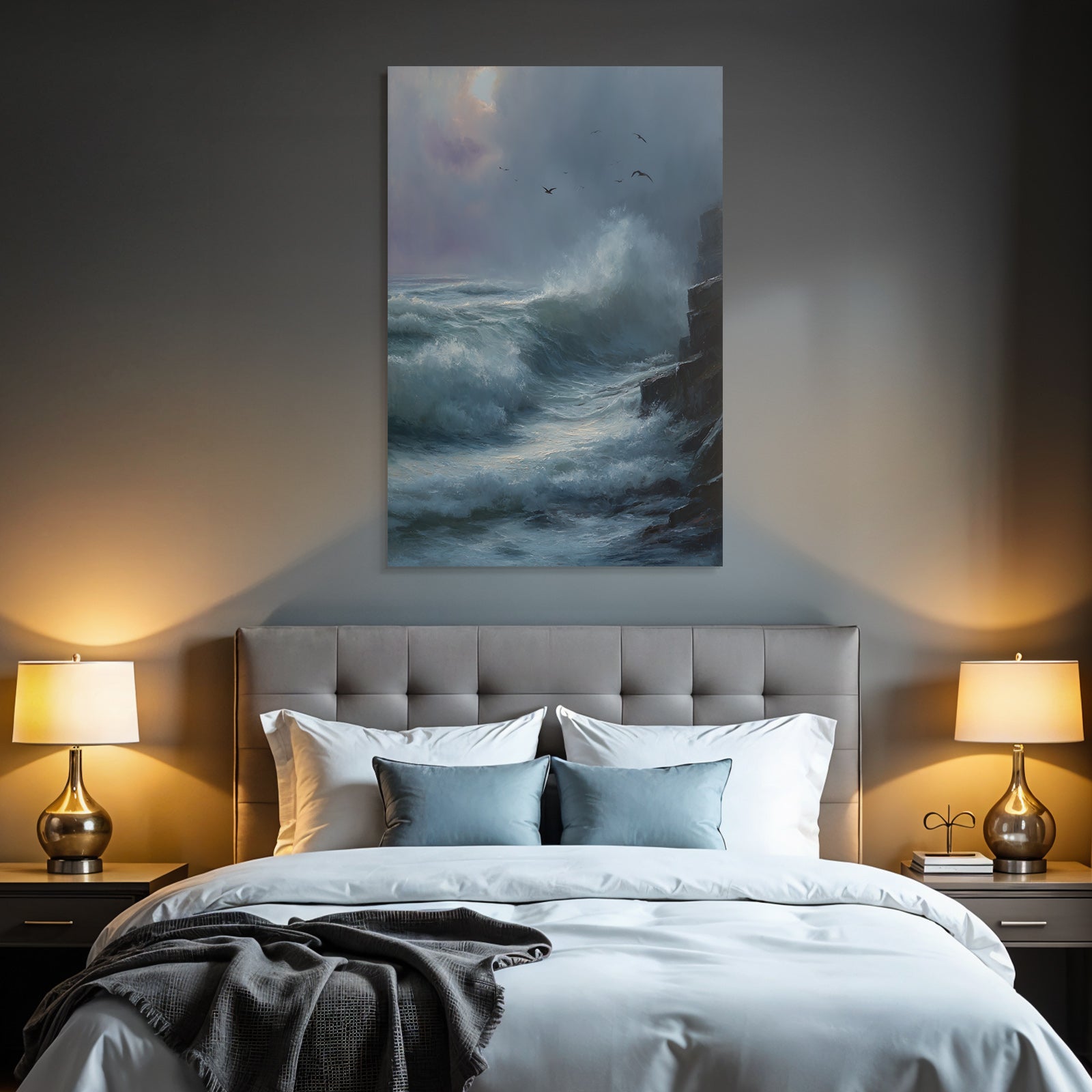 Dramatische Meerlandschaft Mit Wellen Und Felsen