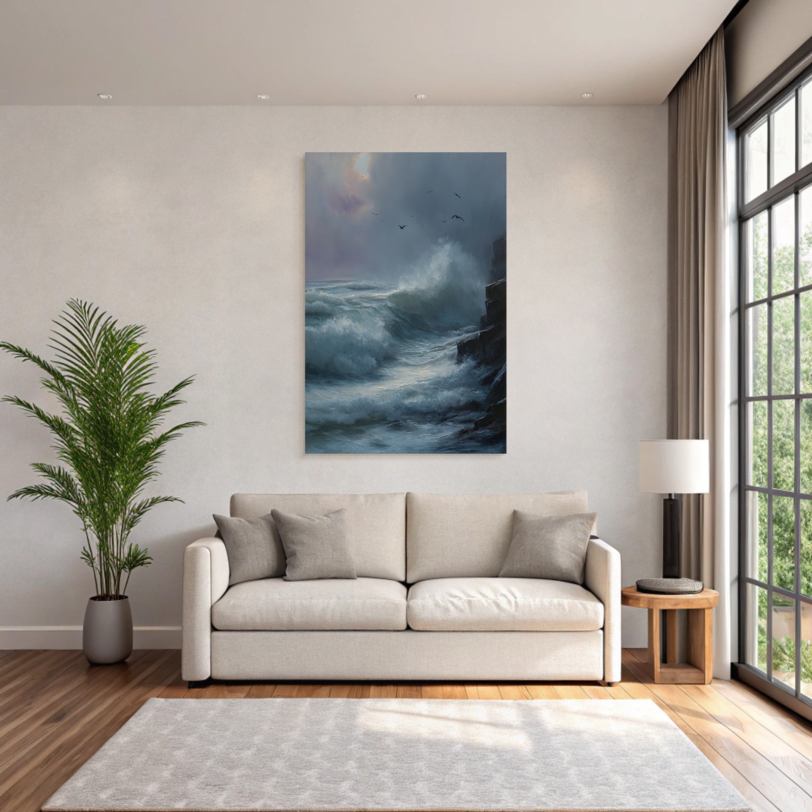 Dramatische Meerlandschaft Mit Wellen Und Felsen