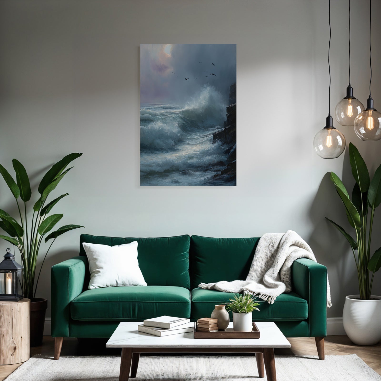 Dramatische Meerlandschaft Mit Wellen Und Felsen