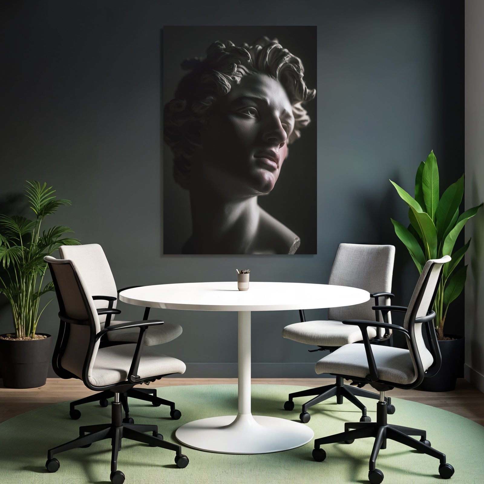 E Skulptur Brust Nahaufnahme Detaillierte Gesichtszuege Curly Haare