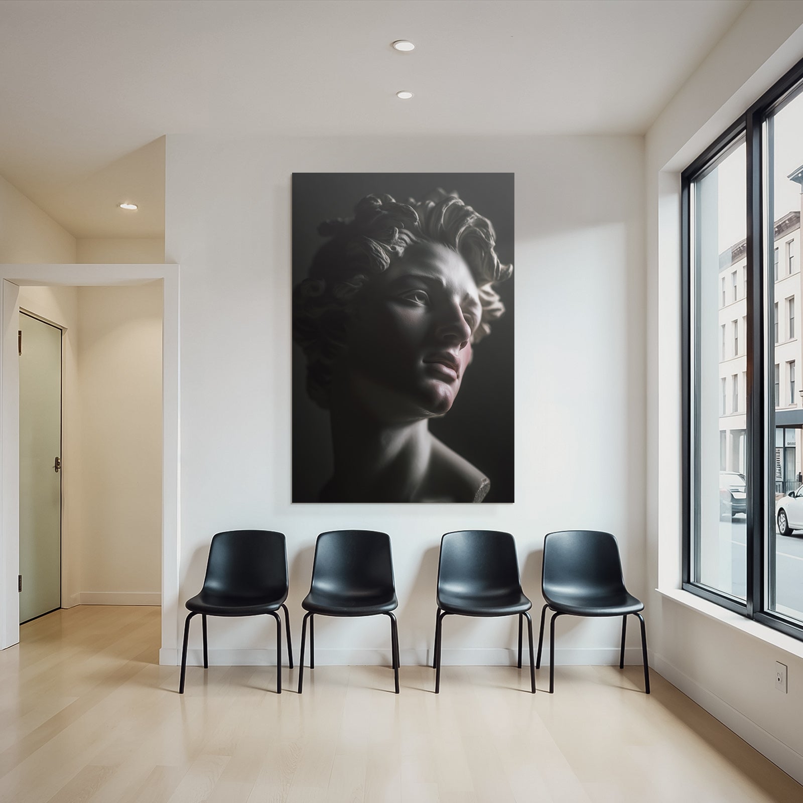 E Skulptur Brust Nahaufnahme Detaillierte Gesichtszuege Curly Haare
