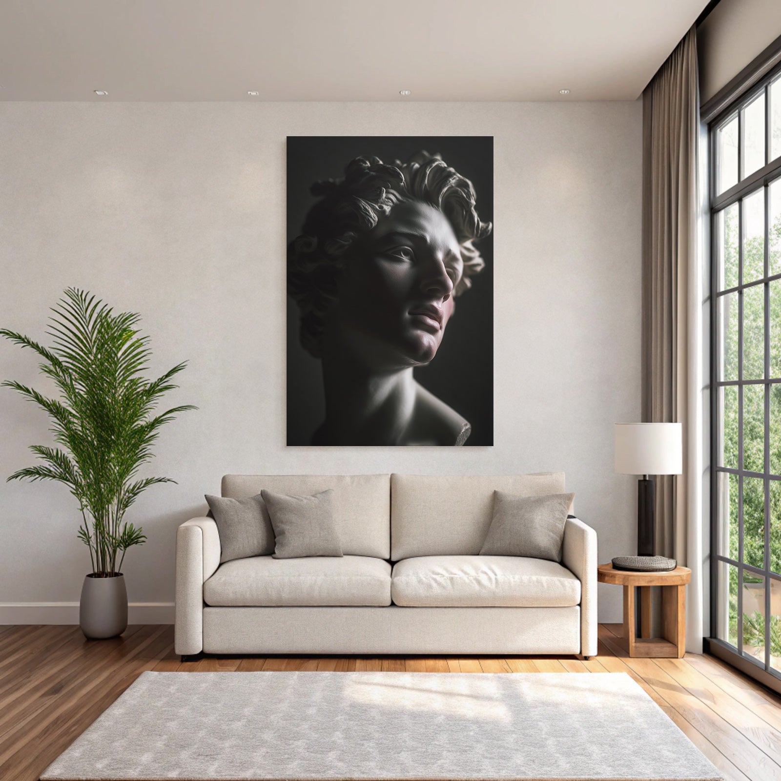 E Skulptur Brust Nahaufnahme Detaillierte Gesichtszuege Curly Haare