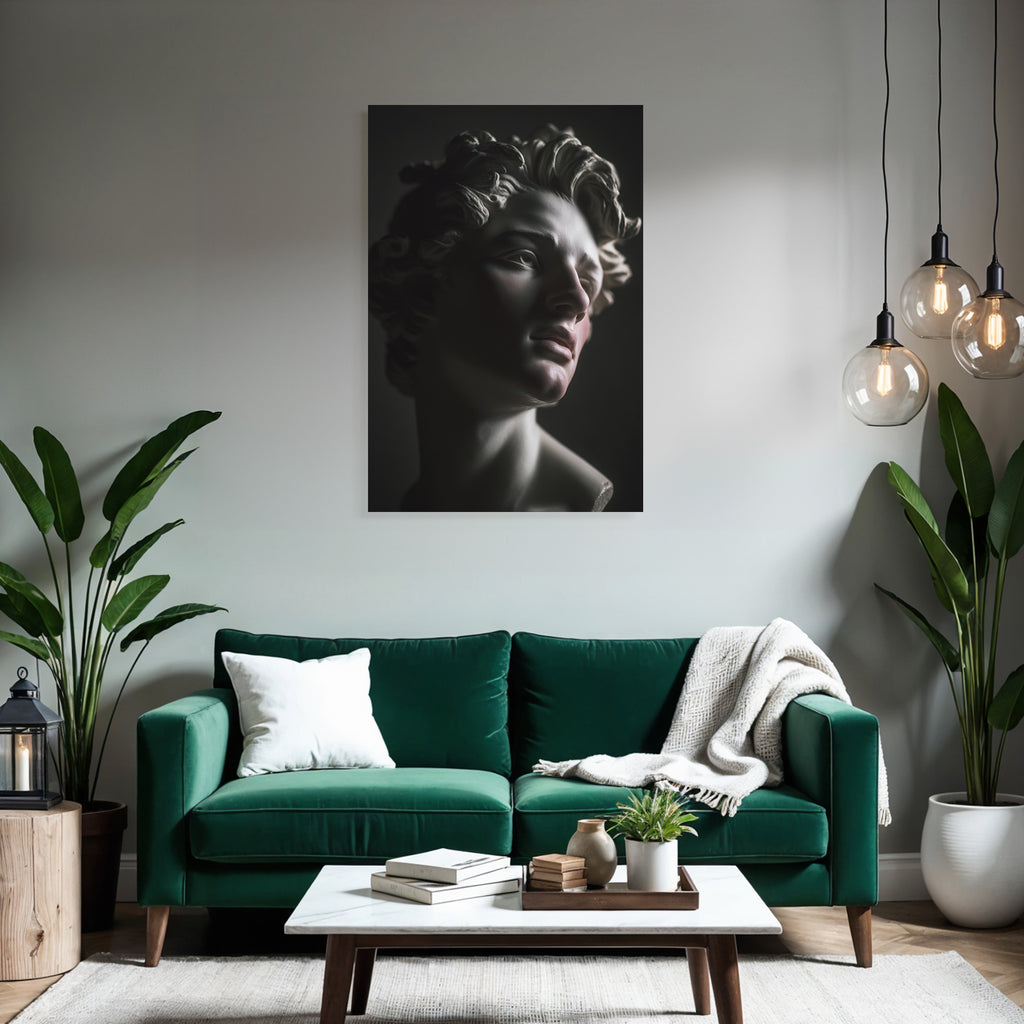 E Skulptur Brust Nahaufnahme Detaillierte Gesichtszuege Curly Haare