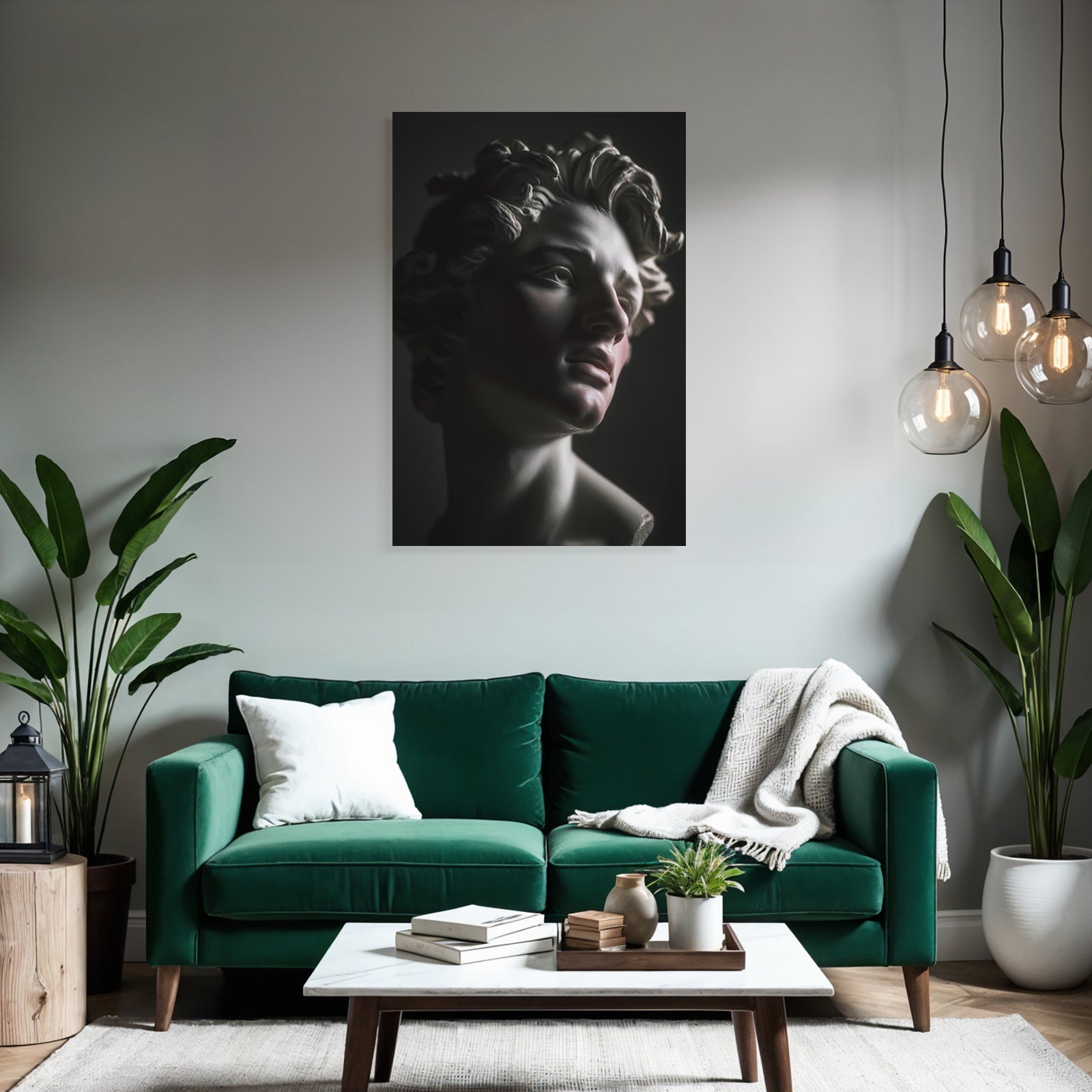 E Skulptur Brust Nahaufnahme Detaillierte Gesichtszuege Curly Haare