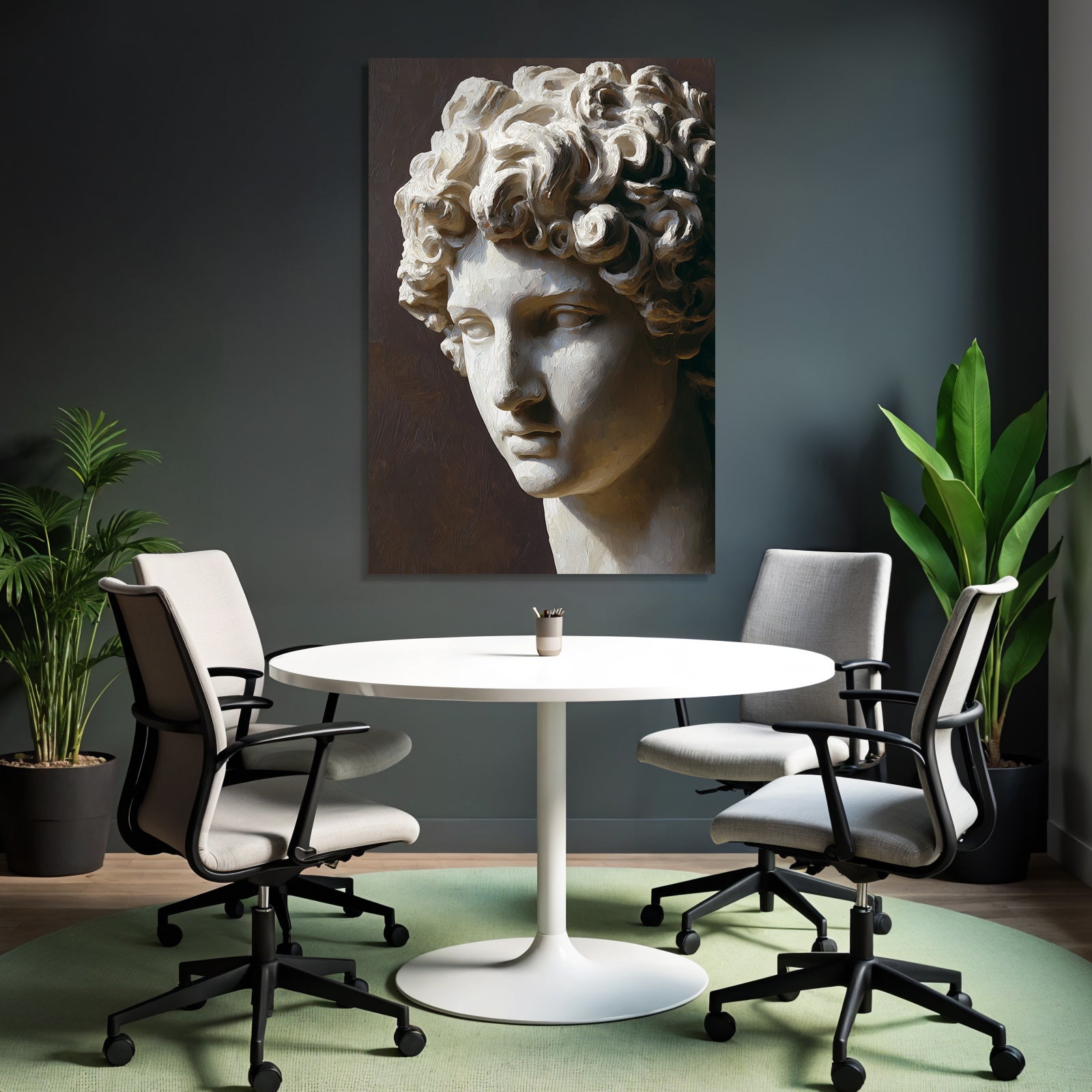 E Skulptur Mit Detailreichen Funktionen Curly Hair Und Exprssivem Gesicht