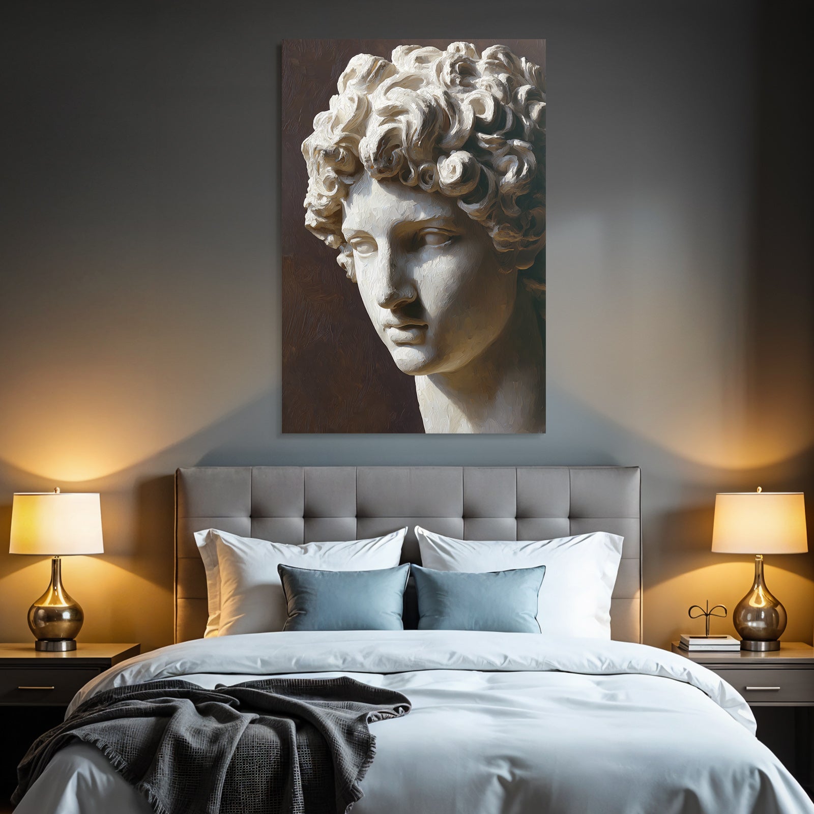 E Skulptur Mit Detailreichen Funktionen Curly Hair Und Exprssivem Gesicht