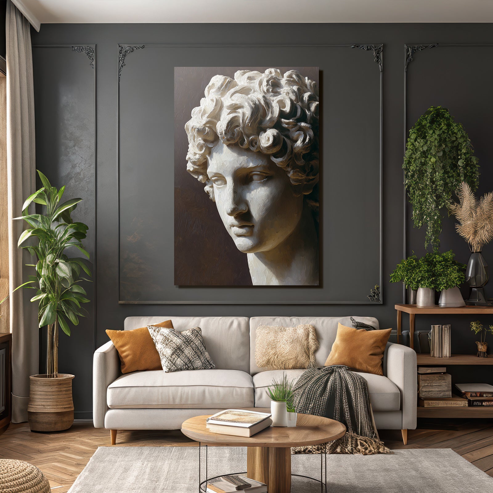 E Skulptur Mit Detailreichen Funktionen Curly Hair Und Exprssivem Gesicht