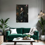 Elegante Junge Frau Mit Blumen Im Hintergrund