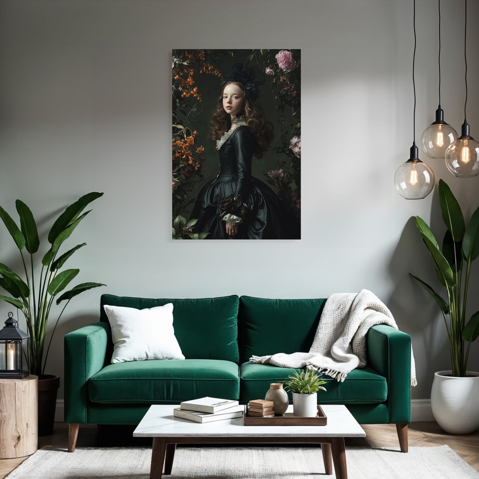 Elegante Junge Frau Mit Blumen Im Hintergrund