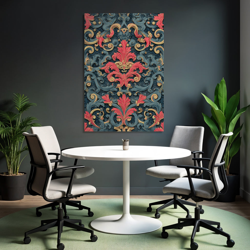 Elegantes Muster Baroque Design Blau Rot Gold