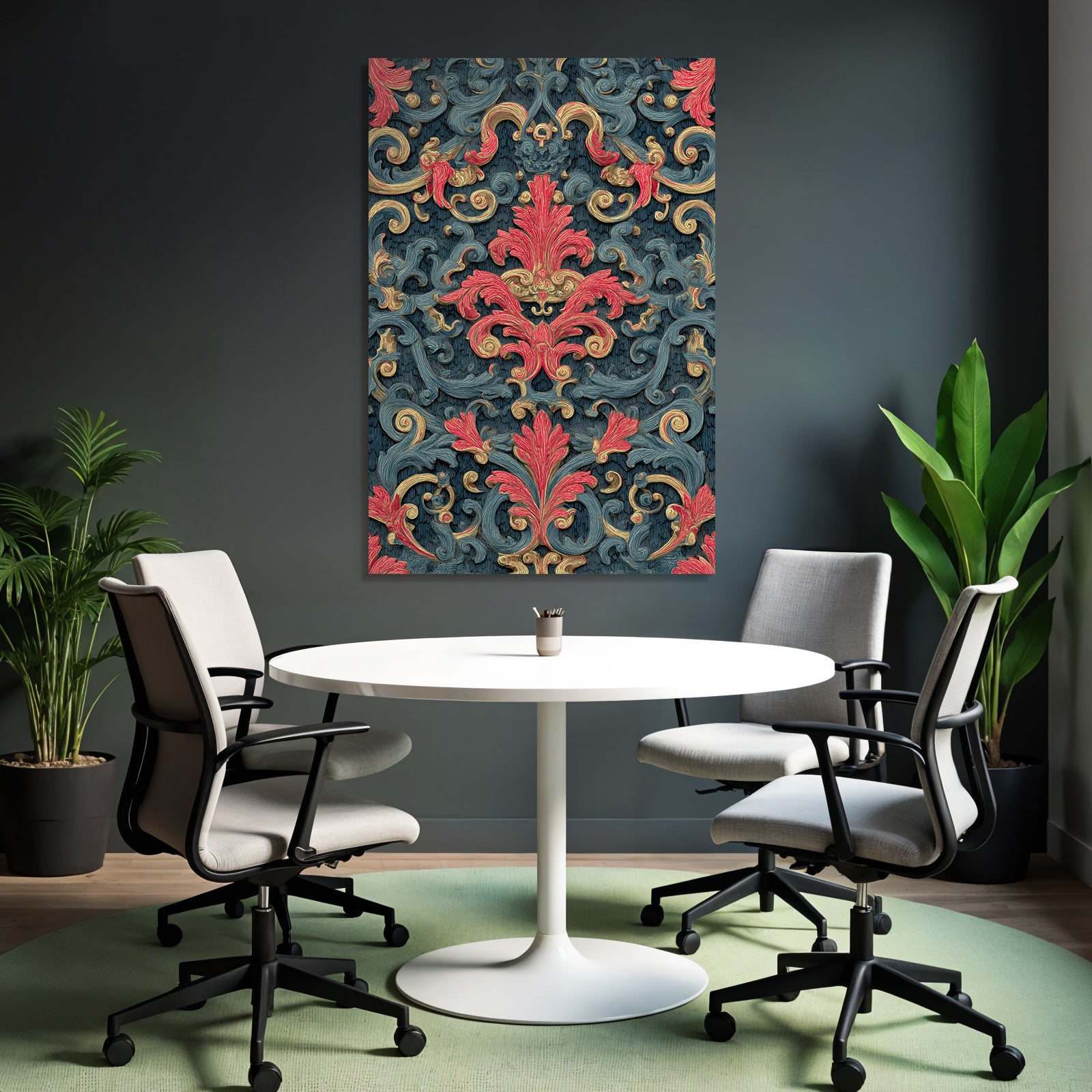 Elegantes Muster Baroque Design Blau Rot Gold