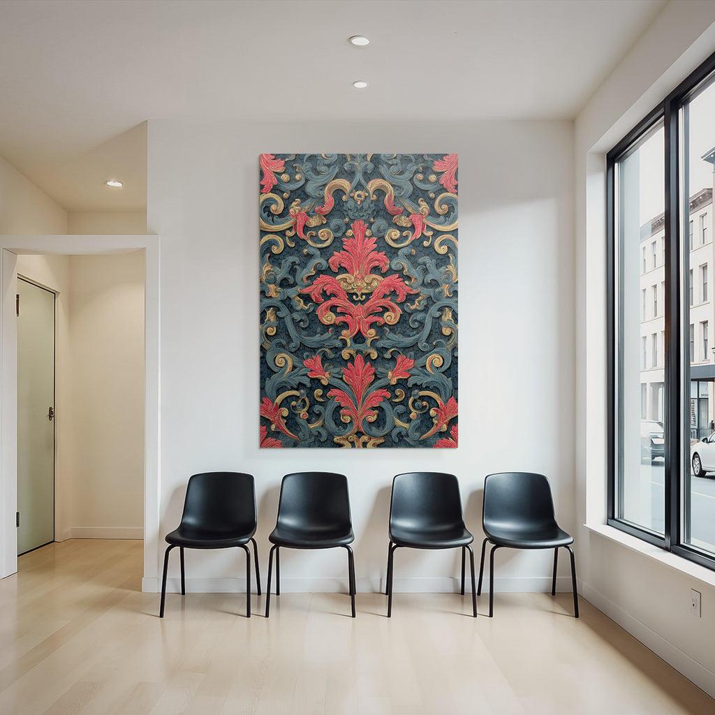 Elegantes Muster Baroque Design Blau Rot Gold