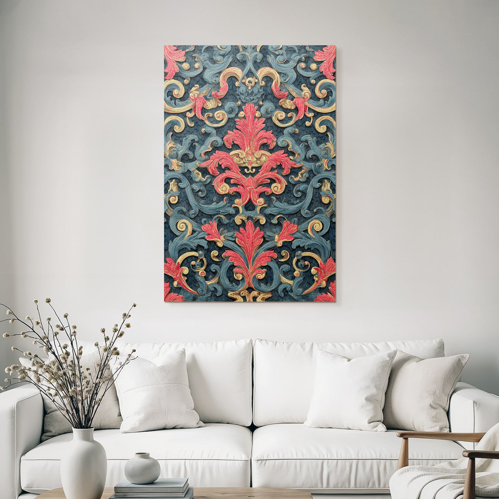 Elegantes Muster Baroque Design Blau Rot Gold