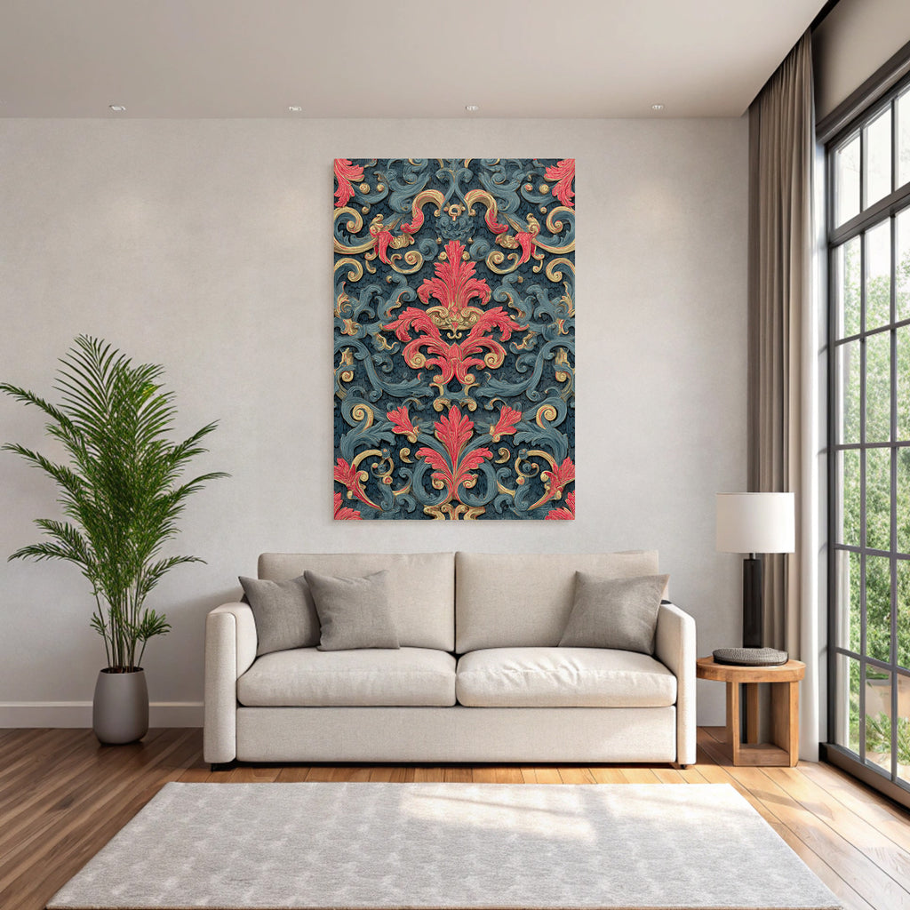 Elegantes Muster Baroque Design Blau Rot Gold