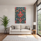 Elegantes Muster Baroque Design Blau Rot Gold