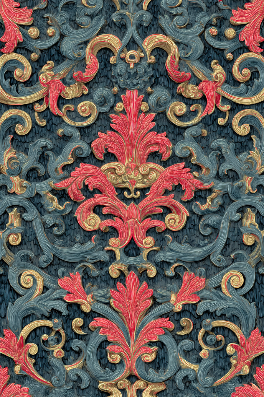 Elegantes Muster Baroque Design Blau Rot Gold | Klassisch | Einrichtungsstile