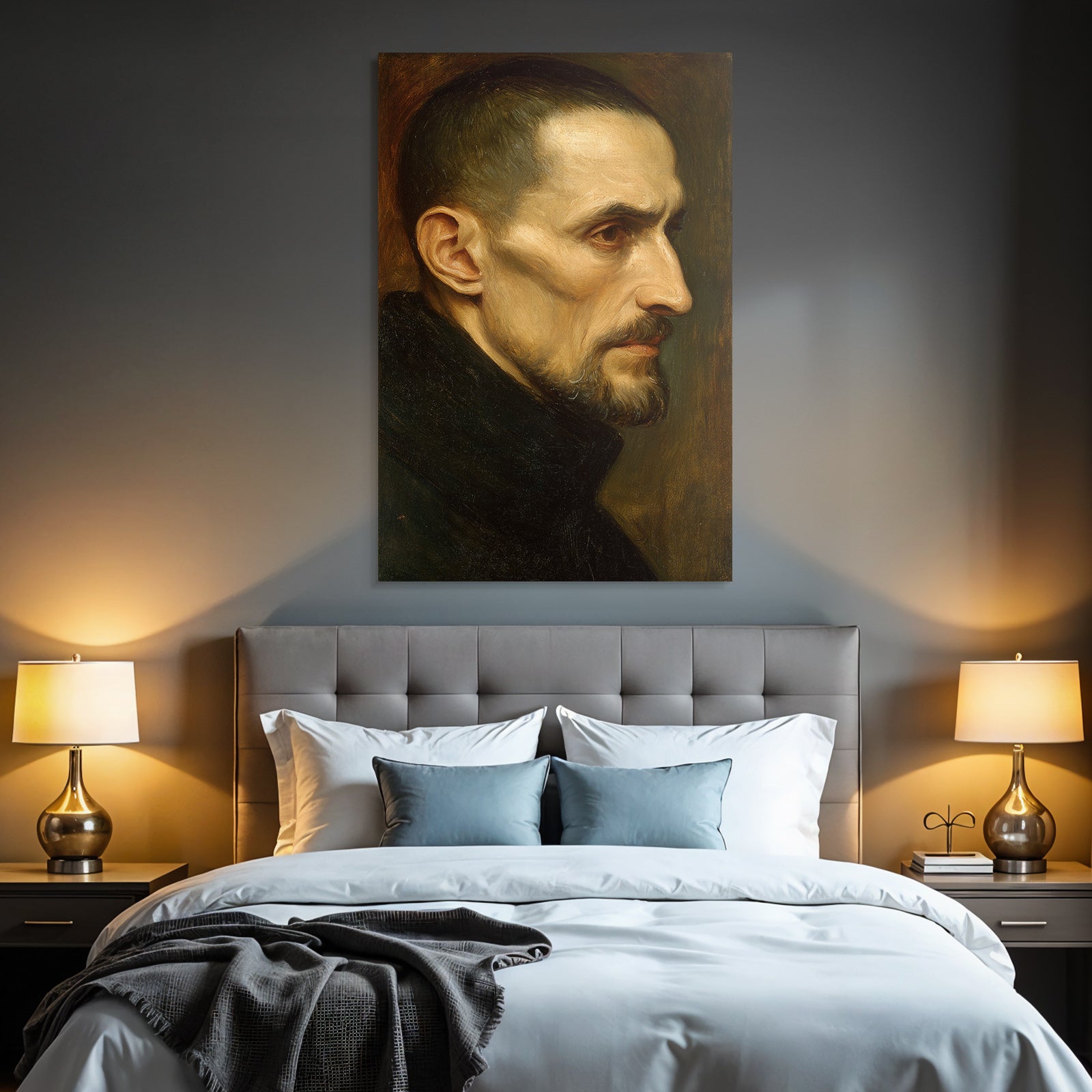 Es Portraet Eines Mannes Mit Somberem Ausdruck