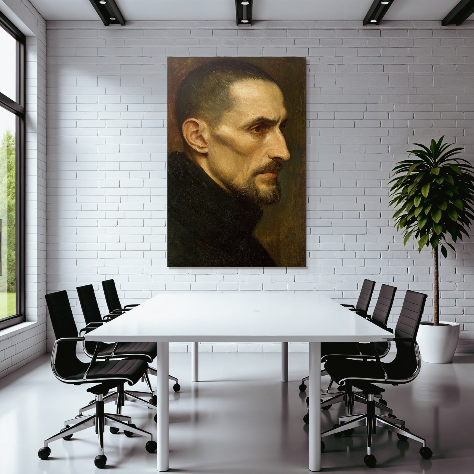 Es Portraet Eines Mannes Mit Somberem Ausdruck