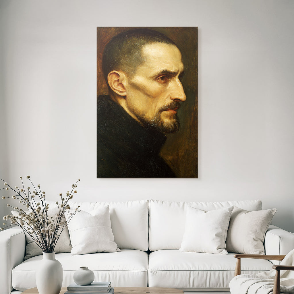 Es Portraet Eines Mannes Mit Somberem Ausdruck